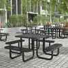Flash Furniture Creekside 46 in Square Outdoor Picnic Table, Black Top/Seat/Frame, Mesh Metal Top SLF-EMS-46-BK-GG